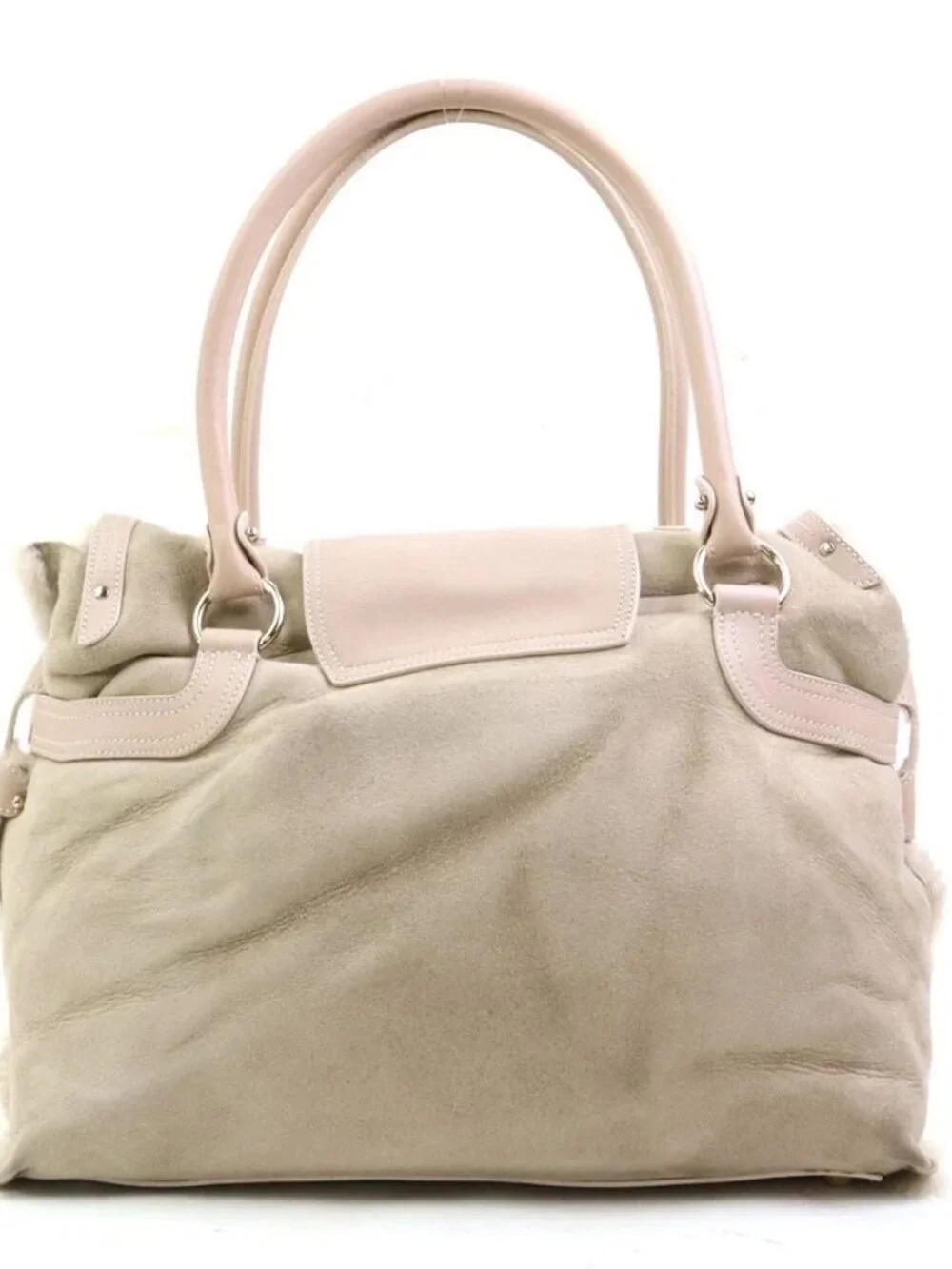 Auth Salvatore Ferragamo Shoulder Bag Beige/Pink Beige Mutton fur - Picture 2 of 16